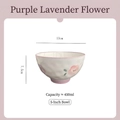 5 inch floral ceramic bowl in purple pink finish with 13cm diameter and 450ml capacity - Purple Flower - 5 Inch Bowl