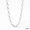 Polished silver anchor chain necklace with flat oval links in a minimalist style - Silver Necklace