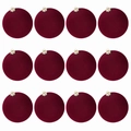 Lot de 12 boules de Noël en velours bordeaux avec attaches argentées - 6cm-12 Pièces / Rouge Vin