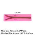 Pink silicone mold with zipper shape for fondant cake decorating and DIY baking - 1# Long Single Zipper / Pink