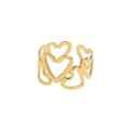 Adjustable 18K gold-plated stainless steel wide ring with hollow heart patterns - Adjustable Open / Gold