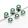 Distanziatore rotondo a cuore in smalto verde per gioielli fai da te in acciaio inox - Perlina Tonda con Foro Cuore / Verde