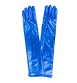 Paar 50cm lange elastische Lackleder-Opernhandschuhe in glänzendem Metallic-Blau - Einheitsgröße / Blau (43cm)