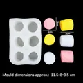 6-cavity white silicone mold for 3cm 3D marshmallow and chocolate dessert shapes - 6-Cavity (B216) / Clear