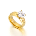 Gouden gehamerde ring van 6mm met een vierkante zirkonia en vier klauwen zetting - US 6 / Goud (KR100655-K)