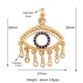 Gold-plated Evil Eye charm pendant with blue and white crystals for DIY jewelry - Gold Tassel Evil Eye Style (M184063K2-Gold)