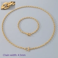 Conjunto de cadena en O dorada de acero inoxidable con cierre de barra y ancho 4,5 mm - Ancho 4,5 mm / Pulsera 19CM / Dorado