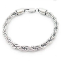 Silver twisted rope chain bracelet with polished finish and secure lobster clasp - 20cm / 7mm / Steel