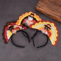 Set di cerchietti di tacchino per il Ringraziamento con piume colorate e cappelli festivi - Fascia per Tacchino con Piume