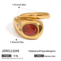 Anillo de serpiente dorado con gema roja, joyas de acero inoxidable, diámetro interior 1,67 cm - US 6 / Anillo Dorado con Gema Roja (JDR0112048)