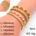 4pcs set of 18K gold plated stainless steel bracelets with pearls on female arm - Gold Bracelet Set (KB203723-Z)