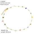 Detail of multi-color crushed stone necklace with 18k gold plated 304 stainless steel - Colorful Gravel Splicing Style (S-N583)