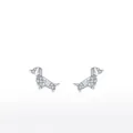 Cute S925 sterling silver dachshund stud earrings with white zircon and star pattern - 925 Silver / Silver