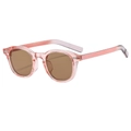 Vintage oval sunglasses with transparent pink gradient frames and brown tinted lenses - Pink Frame Tea Lens