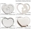 Set of 4 heart-shaped Mother's Day silicone molds for epoxy resin with silhouette designs - Heart Mom Hugging Child Set
