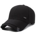 Berretto da baseball nero classico da uomo con accento in metallo ed etichetta Sport - Regolabile / Nero