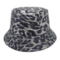 Detailed view of fashionable leopard print bucket hat with metallic silver and black patterns - M (56-58cm) / Metallic Silver Black Leopard (6#)