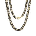 Two-tone Byzantine chain necklace in gold and black stainless steel with lobster clasp - 5mm / Bracelet 18CM / Black Gold