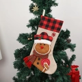 Hanging Christmas stocking featuring a 3D gingerbread man and red buffalo plaid cuff - Gingerbread Man Buffalo Plaid