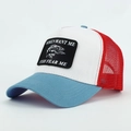 Cappello trucker vintage con patch 'Women Want Me Fish Fear Me' per pesca e outdoor - Regolabile / Blu + Bianco