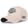Casquette baseball beige en coton avec broderie New York 1985 et visière noire - Beige Clair