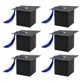 European creative graduation cap candy boxes with blue tassels, 6-piece gift box set - Blue Tassel