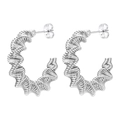 Silver twisted rope hoop earrings with vintage geometric aesthetic in premium stainless steel - Spring No.7 Steel Color