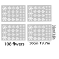 Pack de 4 pegatinas de copos de nieve blancos para ventanas, 108 piezas 50x35cm - Juego de 4 Hojas (108 Copos de Nieve)