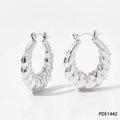 Sliver croissant earrings in textured hollow stainless steel with a metallic luster finish - Twisted Style (PDE1442)