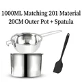 Set de cazo para fundir chocolate de 1000ml en acero inoxidable con boquillas y espátula - Olla 1000ml+Exterior 20cm / Juego de Plata+Raspador Aleatorio