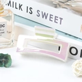 Iridescent hollow square hair claw clip with metallic finish for women styling - Iridescent Jelly White