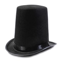 Sombrero de copa negro clásico con cinta de satén para magia y eventos formales - Adult-60cm / 20cm de altura - Negro