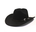 Chapeau de cowboy classique en feutre noir avec bande en cuir et boucle argentée gravée - M(56-58cm) / Noir (Couronne Creusée)