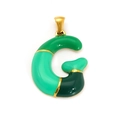 18k gold plated stainless steel letter G pendant with green enamel inlay for jewelry DIY - Sp640g-g (single Pendant)