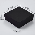 Detailed view of the 8.5cm square black jewelry gift box with precise dimensions - Black Jewelry Gift Box
