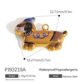 Waterproof 18k gold plated stainless steel dog pendant with blue enamel pattern - Pink Enamel Dog Pendant PJ93219A