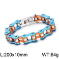 Men's hip-hop stainless steel bicycle chain bracelet in orange and blue finish - Blue & Orange (22cmKB69278)