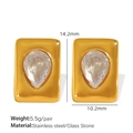 Vergulde roestvrijstalen oorbellen met helder glazen druppel, hoogte 14,2 mm - EH788 Oorbellen / Wit