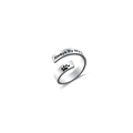 Polished titanium steel double layer ring with Always By My Side engraving and paw print - US 9 / R112 Always By My Side Paw / Silver