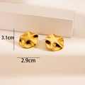 Polished 18K gold plated irregular wave stud earrings with minimalist design and 3cm size - Wrinkled Circle 2 / Gold