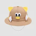 Detail van kaki katoenen babyvissershoedje met vogelvleugels en elastische kinband - 50cm (1-3 jaar) / Khaki