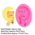 Pink silicone mold for DIY teddy bear on yellow crescent moon fondant or soap crafts - 1# Bear on Moon / Pink