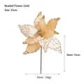 Champagne gold 25cm artificial Christmas flower with beaded petals and wire stem - Gold