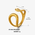 Anello regolabile minimalista in acciaio inossidabile dorato con design a onde - Oro