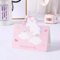 Pink foldable greeting card with cartoon unicorn and rainbow for kids birthday gift - Unicorn