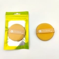 Dual-sided orange cushion puff with soft sponge texture and alpha DUBHE ribbon - Yellow Round (Dubhe)