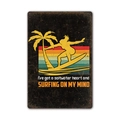 Vintage metal surf sign featuring a surfer silhouette and retro colorful stripes - 11540(25) / 20*30cm