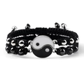 Matching Yin Yang Tai Chi braided bracelets with magnetic charms for couples and friends - Tai Chi Black Pair