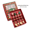 4-piece stainless steel Christmas cutlery set with silicone charms in a gift box - Gold Figure B Spoon/Fork 4pcs Xmas Red Box