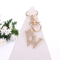 Golden crystal letter W keychain with crown pendant and rhinestones for bags - Letter W / Gold